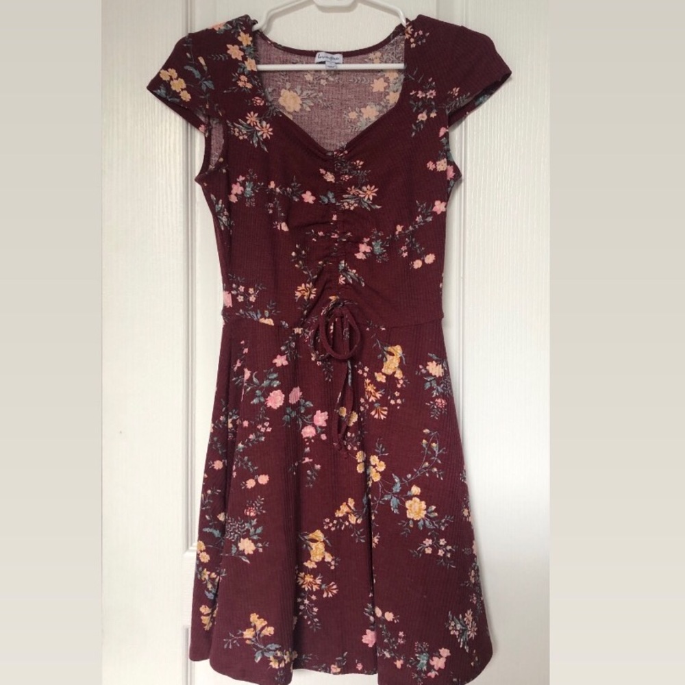 Maroon floral dress